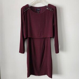 THE KOOPLES | Double layer dress burgundy red black buttons sz 40
